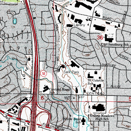 Topographic Map of Salk Park, IL