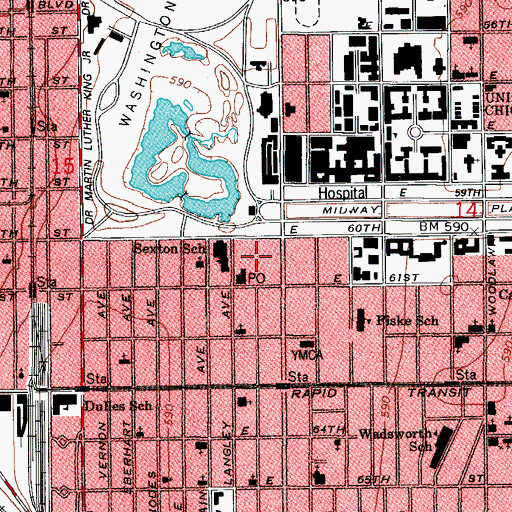 Topographic Map of San Souci Amusement Park (historical), IL