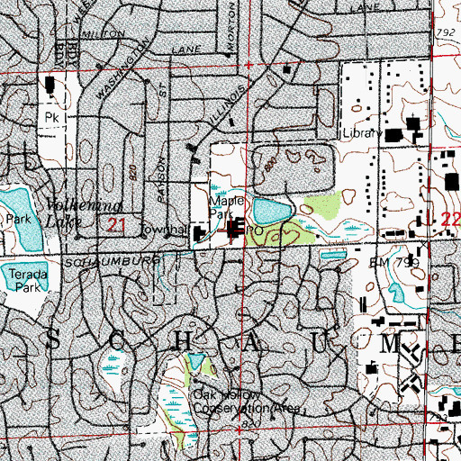 Topographic Map of Schaumburg Post Office, IL