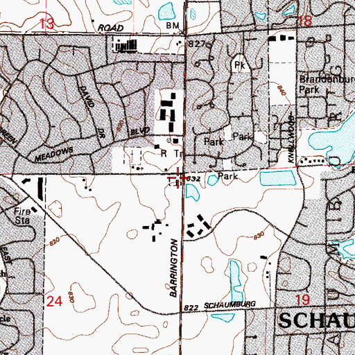 Topographic Map of Schaumberg-Hanover School (historical), IL