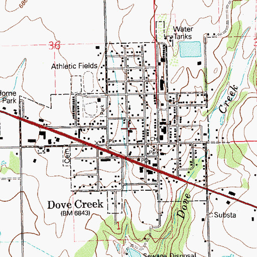 Topographic Map of Dove Creek, CO