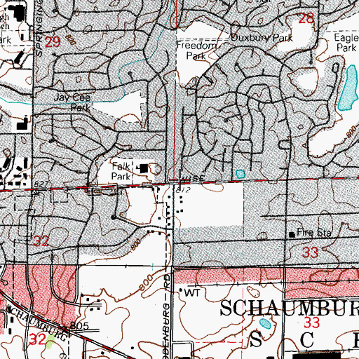 Topographic Map of School Number 55 (historical), IL