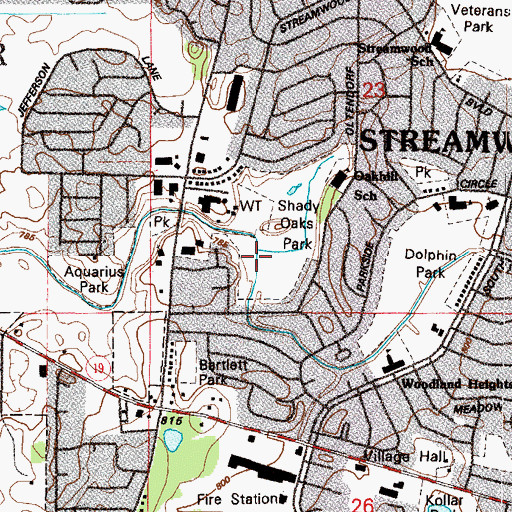 Topographic Map of Shady Oaks Park, IL