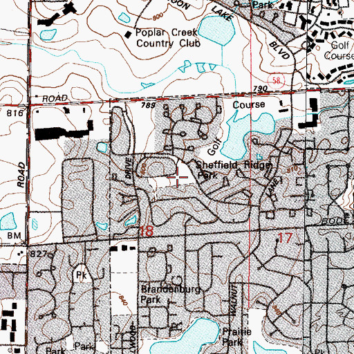 Topographic Map of Sheffield Ridge Park, IL