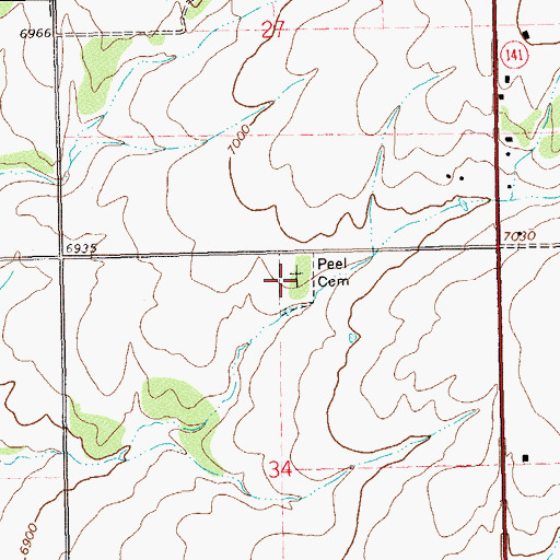 Topographic Map of Peel Cemetery, CO