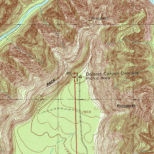 Topographic Map of Dolores Canyon Overlook Picnic Area, CO