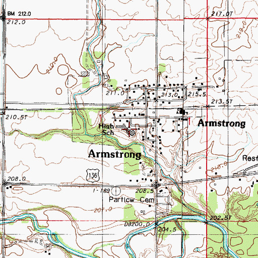 Topographic Map of Armstrong High School, IL