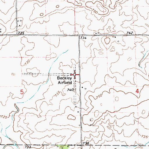 Topographic Map of Beckley Airfield (historical), IL