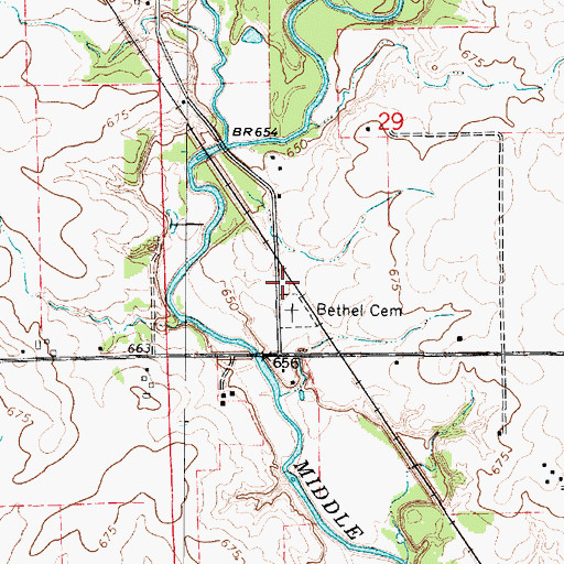Topographic Map of Bethel School (historical), IL