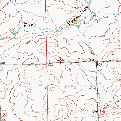 Topographic Map of Cunningham School (historical), IL