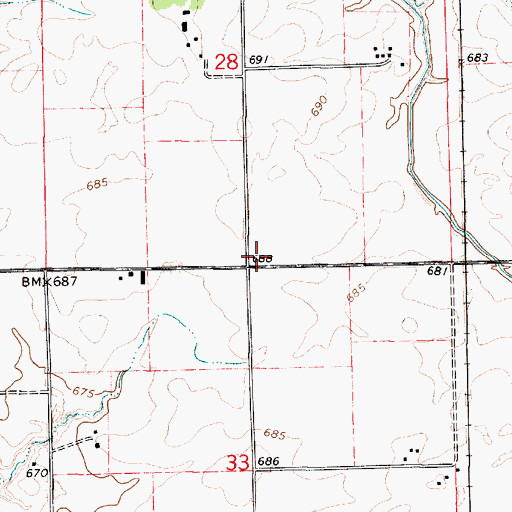 Topographic Map of Dale School (historical), IL