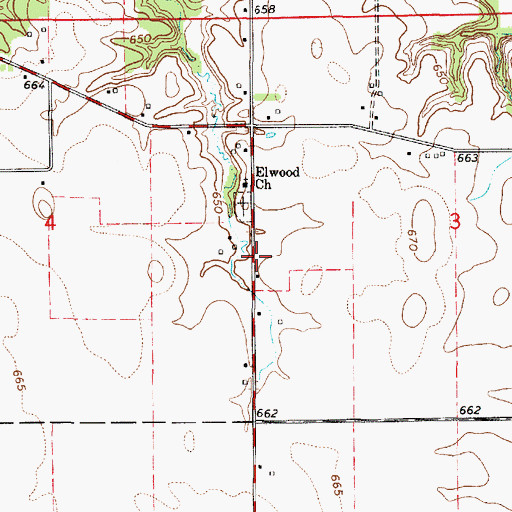 Topographic Map of Elwood School (historical), IL