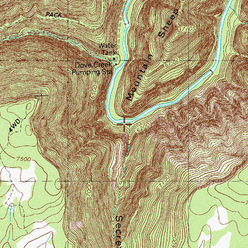 Topographic Map of Secret Canyon, CO