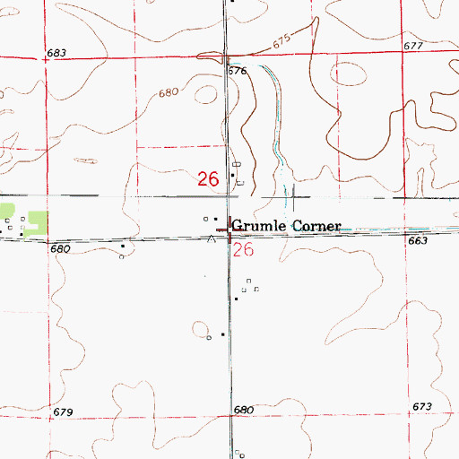 Topographic Map of Grumle Corner, IL