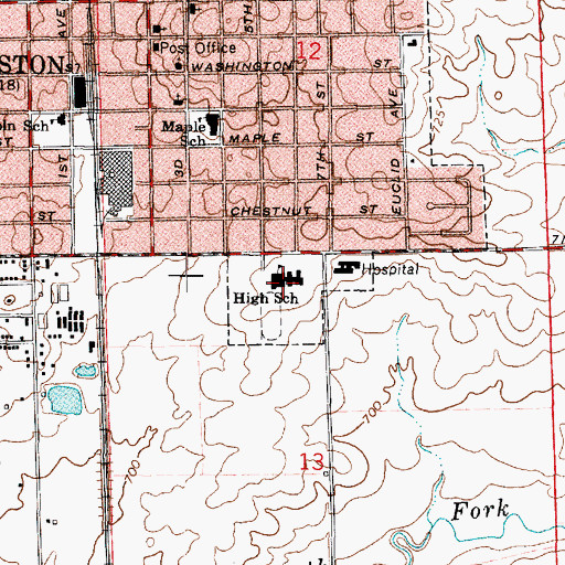 Topographic Map of Hoopeston Area High School, IL