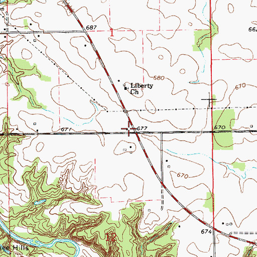 Topographic Map of Liberty School (historical), IL