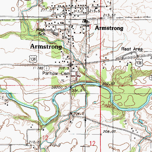 Topographic Map of Partlow Cemetery, IL
