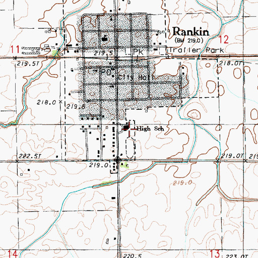 Topographic Map of Rankin High School, IL