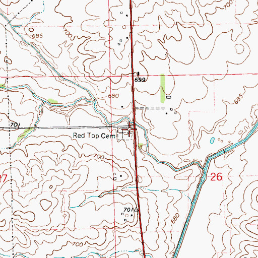 Topographic Map of Redtop School (historical), IL