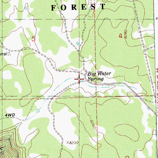 Topographic Map of Big Water Spring, CO