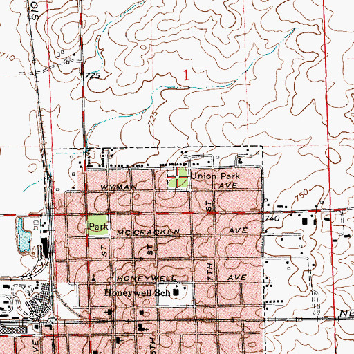 Topographic Map of Union Park, IL
