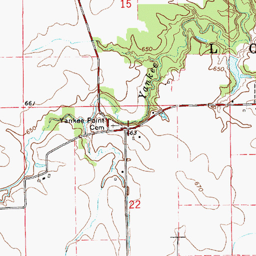Topographic Map of Yankee Point Church (historical), IL