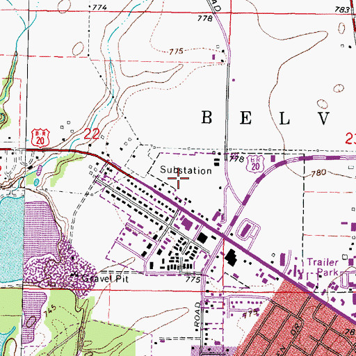 Topographic Map of Belvidere Post Office, IL