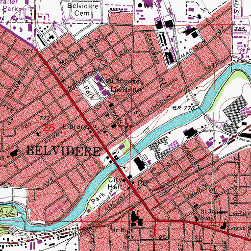 Topographic Map of First Presbyterian Church, IL