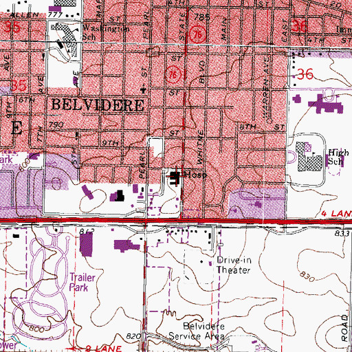 Topographic Map of Highland Hospital, IL