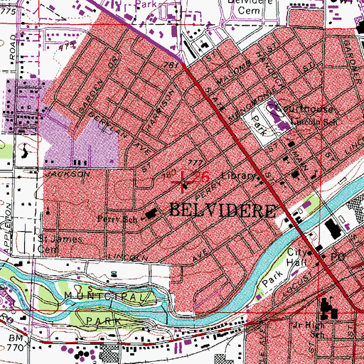 Topographic Map of Immanuel Evangelical Lutheran Church, IL