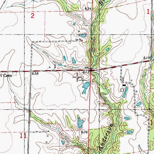 Topographic Map of Anderson School (historical), IL