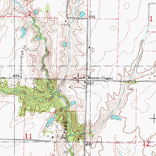 Topographic Map of Boston Chapel School (historical), IL