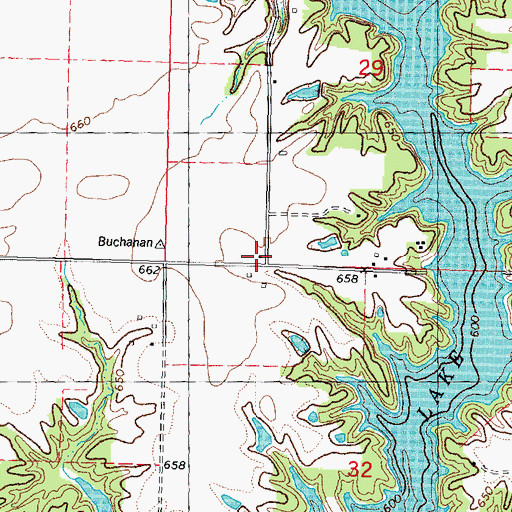 Topographic Map of Buchanan School (historical), IL