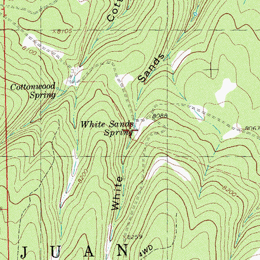 Topographic Map of White Sands Spring, CO