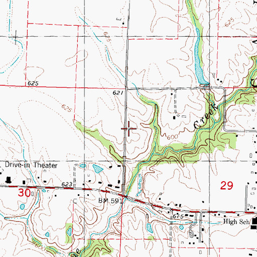 Topographic Map of East Woodlawn School (historical), IL