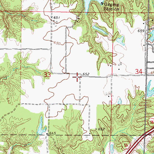 Topographic Map of Elmwood School (historical), IL