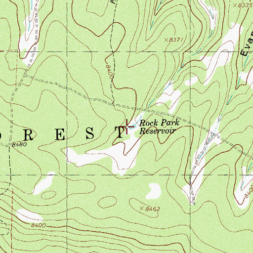 Topographic Map of Rock Park Reservoir, CO