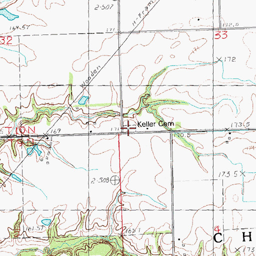 Topographic Map of Keller Family Cemetery, IL