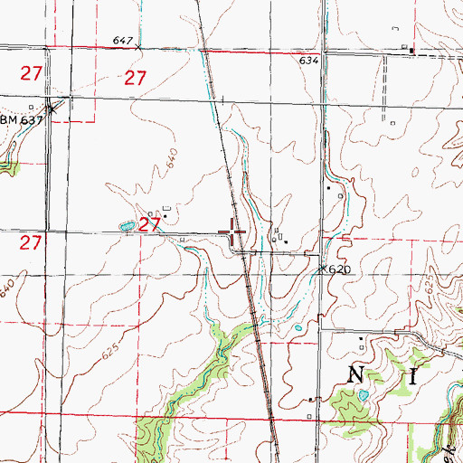 Topographic Map of Lake Fork School (historical), IL