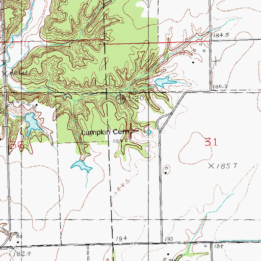 Topographic Map of Lumpkin Cemetery, IL