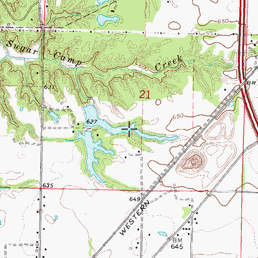 Topographic Map of Mine Number 7 Reservoir, IL