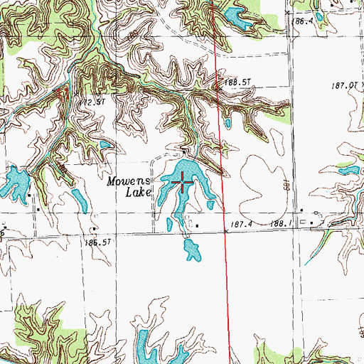 Topographic Map of Mowens Lake, IL