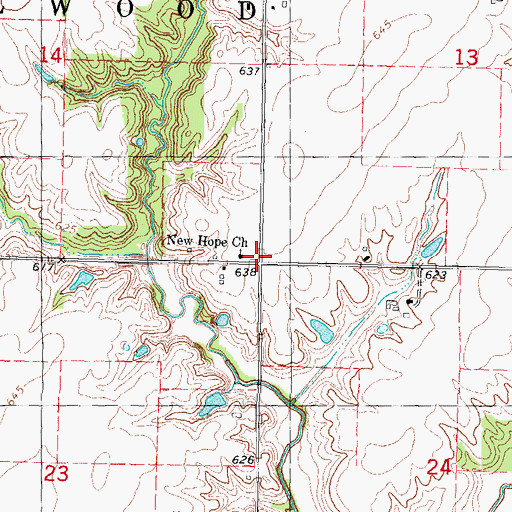 Topographic Map of New Hope School (historical), IL
