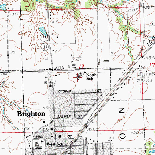 Topographic Map of Brighton North Elementary School, IL