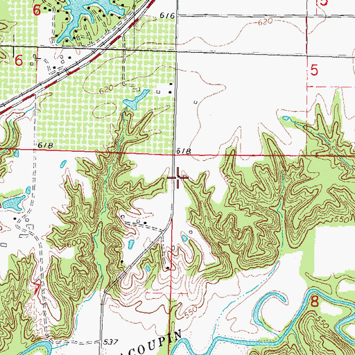 Topographic Map of Oak Hill School (historical), IL