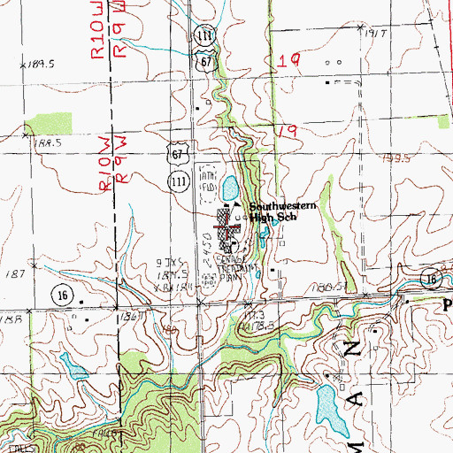 Topographic Map of Southwestern High School, IL