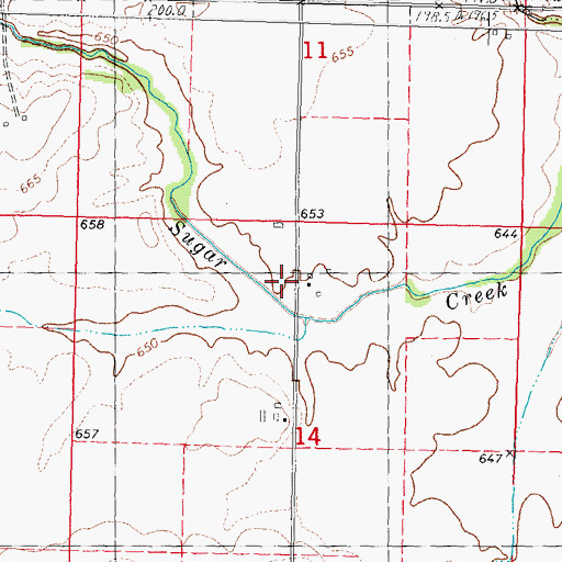 Topographic Map of Sugar Creek School (historical), IL