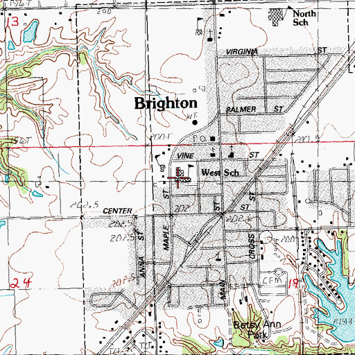 Topographic Map of Brighton West Elementary School, IL