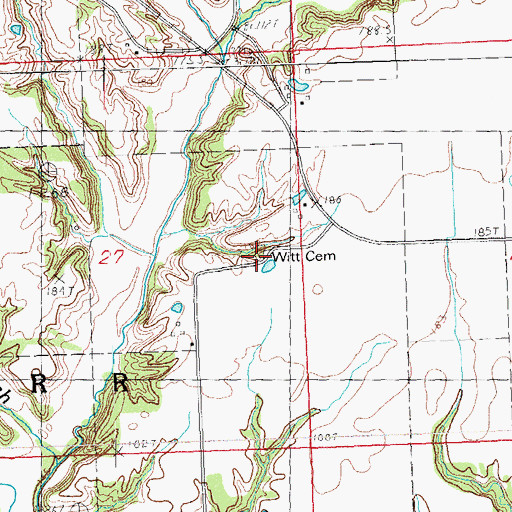 Topographic Map of Witt Cemetery, IL