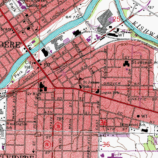 Topographic Map of Saint James Roman Catholic Church, IL